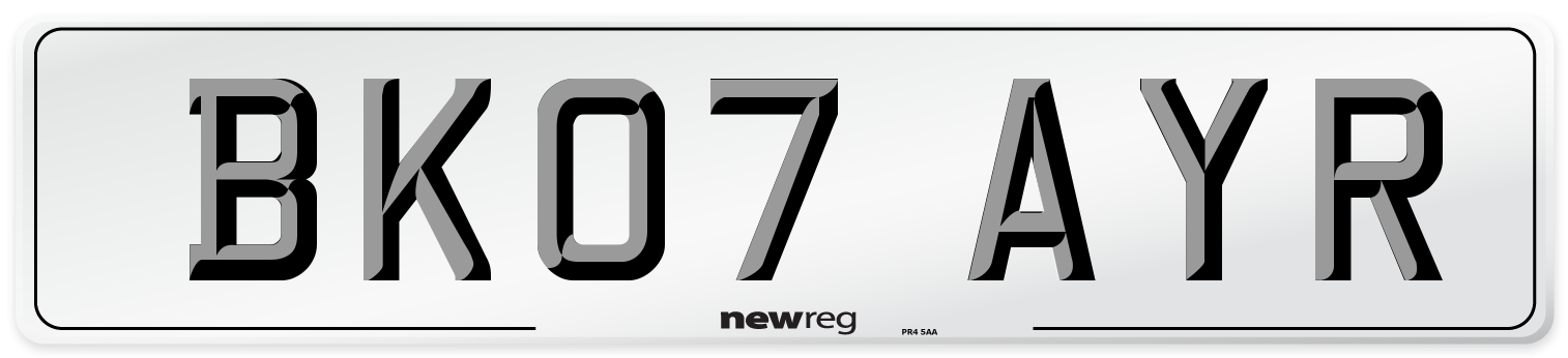 BK07 AYR Number Plate from New Reg